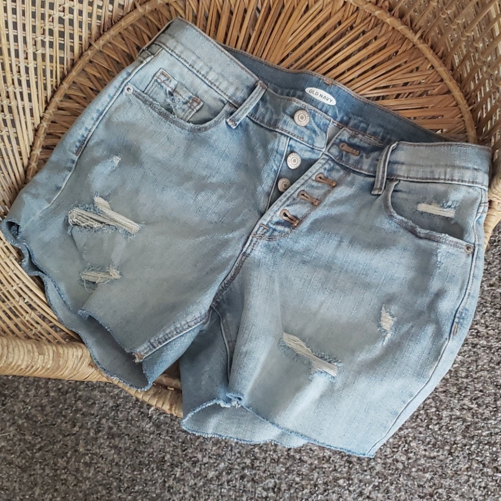 Old Navy Midrise Distressed Button Fly Shorts